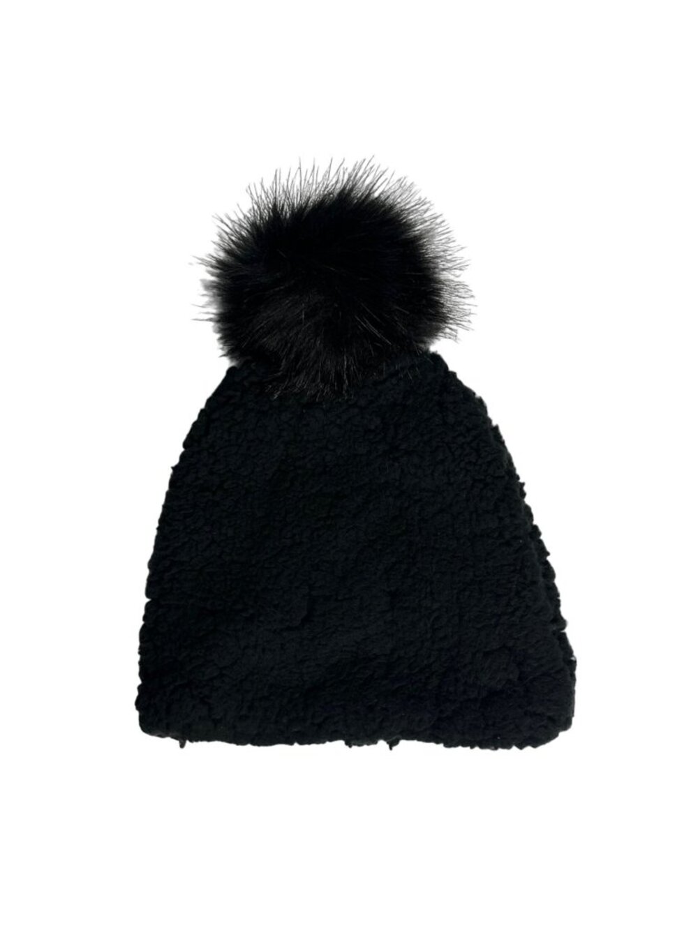 Hollister Hat Beanie Winter Womens Black New WOT Ball Top Fleece Fuzzy